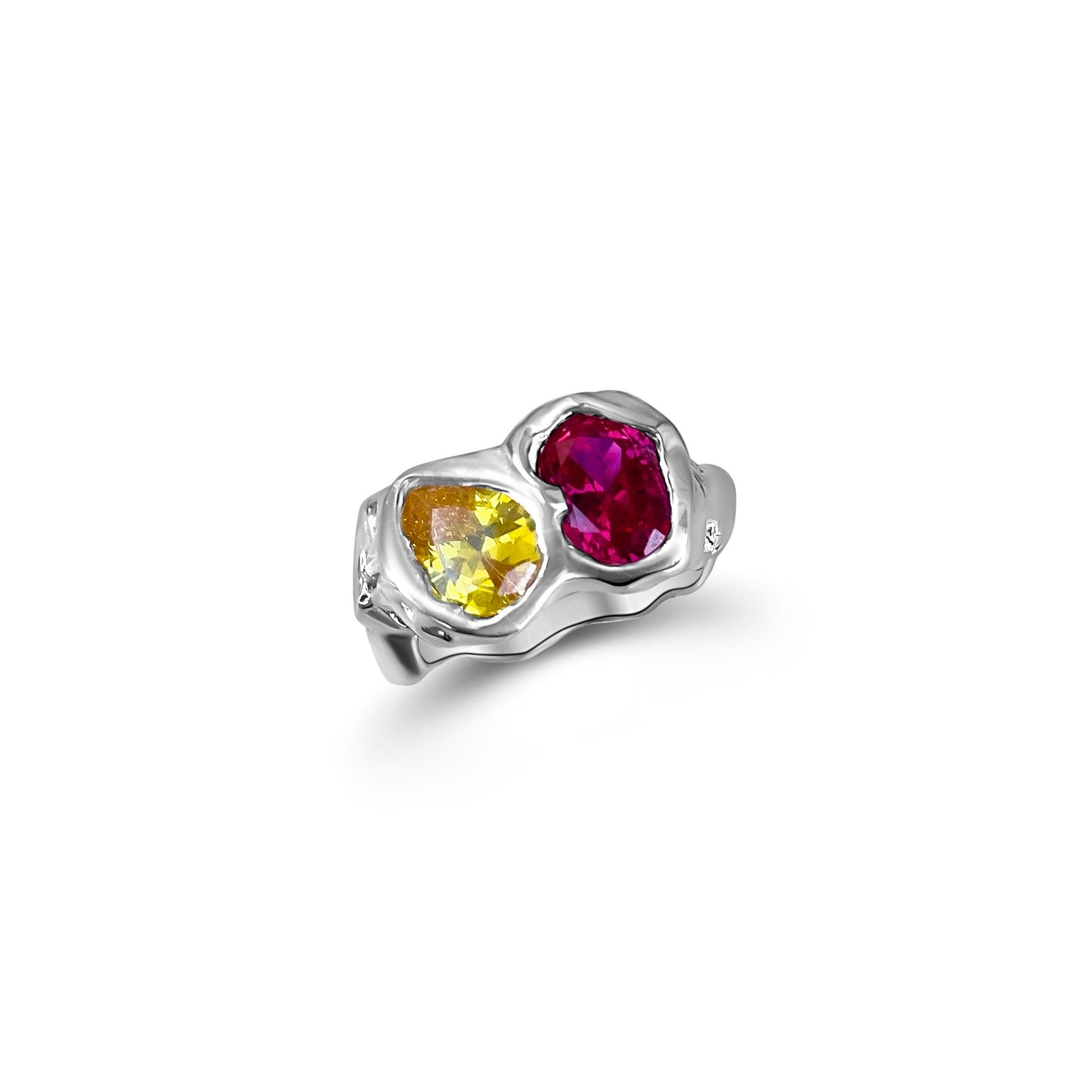 Pink and Yellow Premade Ring