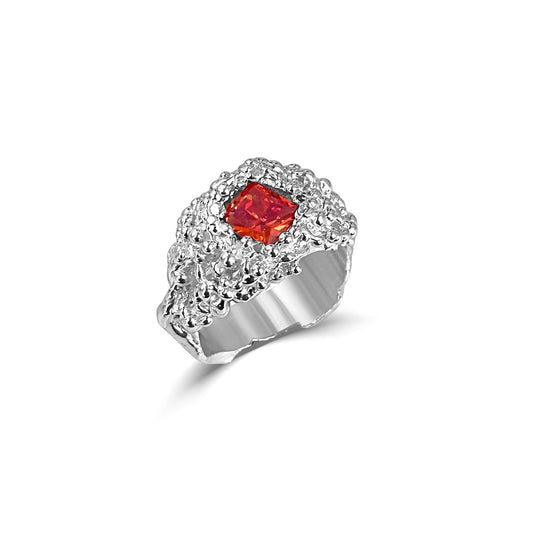 Fire Red Premade Ring